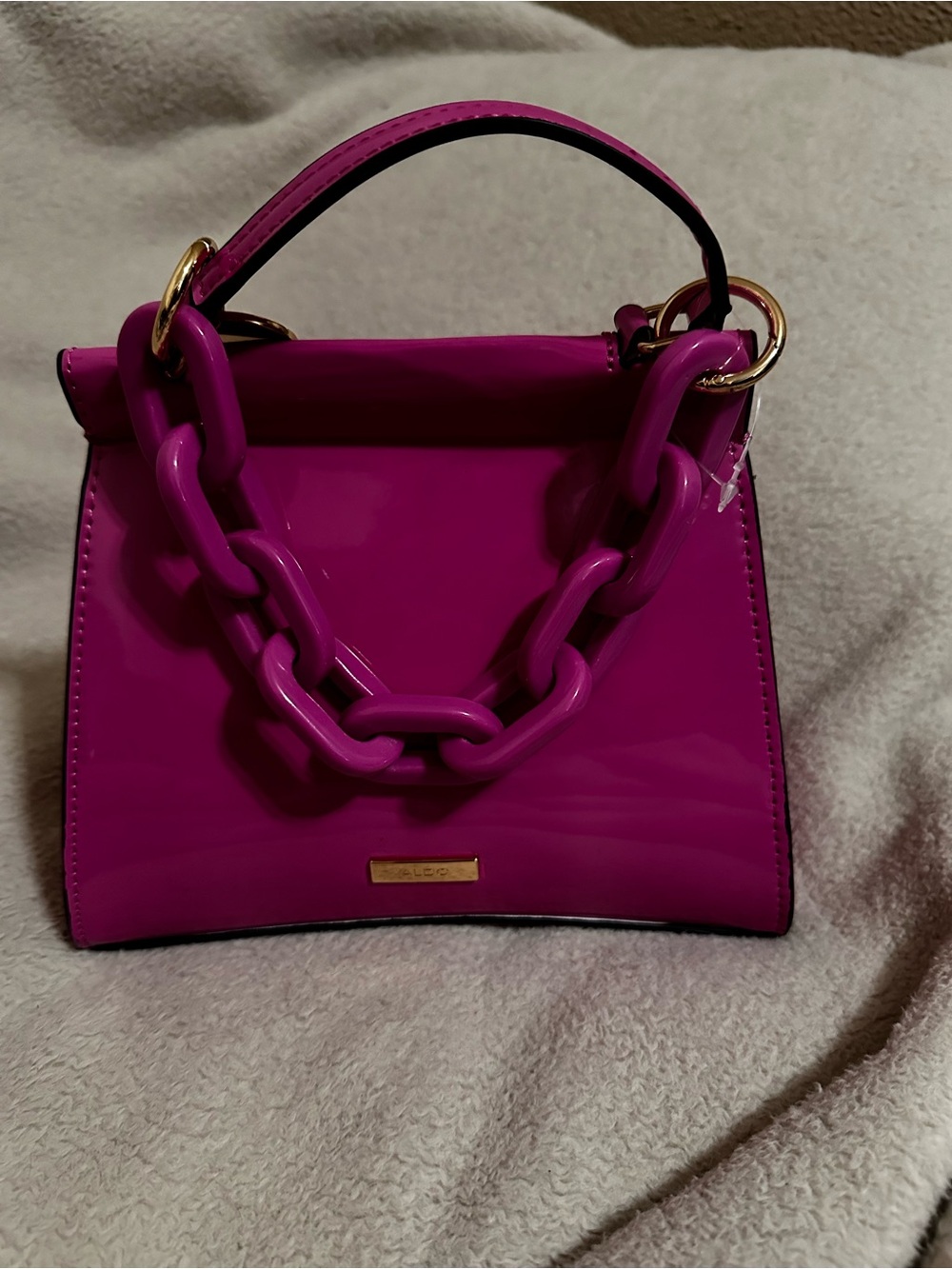Aldo Patent Mini Top-Handle Bag in Fuchsia/Hot Pink